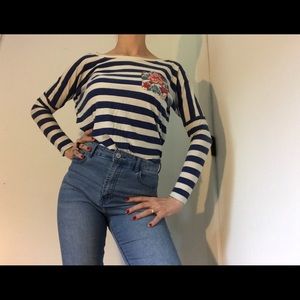 Truly Madly Deeply Striped/Floral Long Sleeve Tee